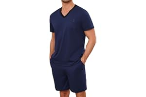 Marvmys Pigiama Uomo Estivi Corto Cotone Leggero Pigiami Due Pezzi Maniche Corte Scollo a V T-Shirt e Pantaloncini S-3XL