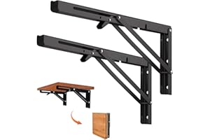 Quanerba 2PCS Soporte Estantería Plegable 250mm, Montados en la Pared Soporte de Estante Plegable Pesado, Carga Máxima 50 kg, Escuadras para Estanterias Ahorrar Espacio (250 mm/ 10 inch-Carga 50kg)