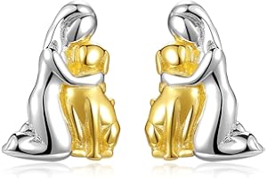 LINSTER Orecchini per cani per bambini Argento 925 orecchini ipoallergenici a forma di cane carino, gioielli, regali per donne, ragazze, amanti dei cani