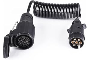 BEIJISTAR 1.5M Cavo Prolunga Rimorchio 7-13 Poli, 12V Cavo Prolunga per Rimorchio con Spina 7 Poli e Presa 13 Poli, Cavo Prolunga Spirale Rimorchio, per Caravan Camion RV