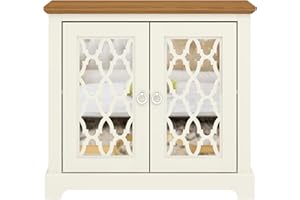 Galano Novara - Credenza a 2 ante, mobiletto portaoggetti e organizzatori, mobiletto autoportante per soggiorno, ingresso, corridoio, cucina (avorio/rovere), FG-IO-PU-19-805-BK-UK