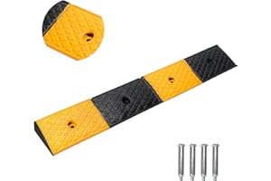 bimiti 2" Rubber Car Kerb Ramp, 100x15x5cm Extra Long Curb Ramp with 4 Bolts, Non-slip Door Step Ramps, 5cm Height Heavy Duty Threshold Ramp for Garage Sidewalk Wheelchair Bike Motorcycle Truck