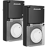 DEWENWILS Zeitschaltuhr Aussenbereich Mechanisch, Analoge Outdoor Timer Steckdose, IP44 Wasserdicht, Kindersicherung & Schutz
