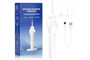 JICICUXI Ohrenschmalz Entferner Sauger ,Oroclear Ohrenschmalz-Sauger ,Elektrischer ohrenreiniger mit LED Lampe , Zubehörset für Familien,Selbstreinigungsgebrauch,Ivory