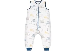 LILBESTIE Sleeping Bag with Feet, 1.5 TOG Baby Sleeping Bag with Legs Cotton Toddler Wearable Blanket 1-2 Years - Excavator M