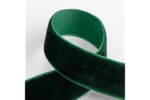 Italian Options Velvet Ribbon, Luxury, Single-Face Velvet Ribbon for Crafting, Christmas, Bows, Hair, Cakes, Weddings, Ornaments, Gift Wrapping, Flowers, 25mm x 10 Metre Roll, Bottle Green
