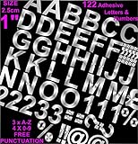 Entrega Express Profesional juego de 122 unidades x 1 \"(2.5 cm) autoadhesivo plateado letras y números pegatinas libre signos de puntuación Washproof grandes letras SignWriting cualquier proyecto a prueba de agua