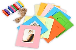 DS. DISTINCTIVE STYLE Pictures Wall Decor Hanging Mini Picture Frame, 10 Pieces Paper 2x3 Frame Compatible with Polaroid, Fujifilm Instax Mini Film (Multiple Colour)