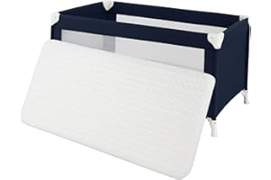 A ATH COLLECTION Baby Travel Cot Bed Mattress Extra Thick Non-Allergenic and Breathable for Babies and Toddlers Cot Bed Mattress Zipped Cover (90X40X5cm)