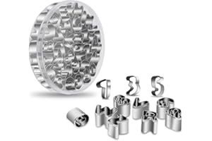DIKER Lettere Stampini, Stampi per Biscotti Tagliabiscotti Acciaio, Formine Biscotti, Biscotti Attrezzi, Tagliapasta Alfanumerici Formine Stampi Set di 37 (Argento)