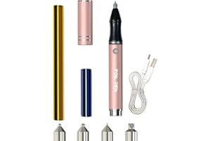 ‎CANDEON Candeon Heißfolienstift set, USB Akku Heißfolienstift Heißfolien Prägestempelstift mit 3 Heizstiftspitzen,2 Folienrollen, Heißfolien Zeichenstift Wärmefolien Stifte für Kartenherstellung, Scrapbooking