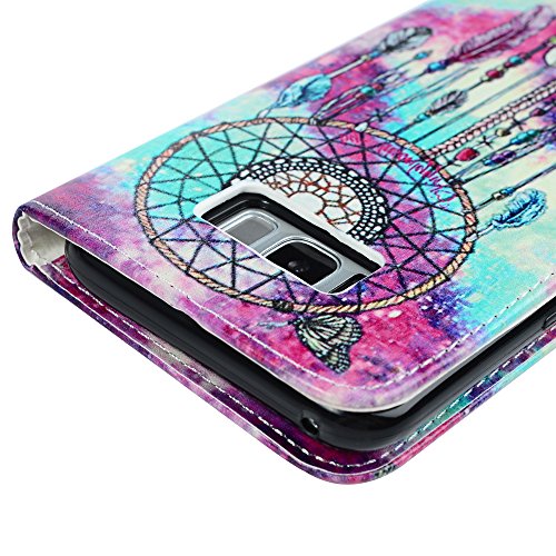 Badalink Case für Samsung galaxy S8+?S8 plus?PU Leder (TPU innere Schicht) Tasche Flipcase Gemalt Bunte Muster Rosa und Blau Marmor Design Schutzhülle mit Kreditkarteninhaber Kippständer Magnet-Schloss Handyhülle +Mehrfunktional - 4