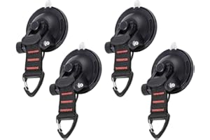 FRUNIMALL Saugnapf Camping mit D-Ring, 4 Stück Robuste Saugnapf Haken Extra Starke Saughaken, Mehrzweck Camping Saugnäpfe, Haken für Zuhause, Outdoor, Auto, Van, LKW, Markise, Boot, Plane