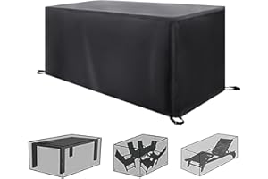 HSFFBHFBH Housse Salon de Jardin Exterieur - 230x100x80cm(LxWxH) Noir Housse Table de Jardin Imperméable Anti-UV Coupe-Vent 420D Oxford Bache Table Exterieur Meubles ​Bâche Salon de Jardin