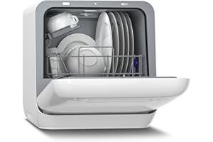 Klarstein Aquatica Mini Lave Vaisselle – Compact, Sans Arrivée d’Eau, 3 Programmes, 5L, 2 Couverts, Lave Vaisselle de Table Portable, Éco, Silencieux 58dB, Idéal Petit Espace