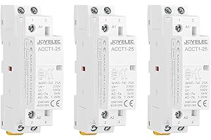 JOYELEC 3 Pièces Contacteur AC domestique, 2P 25A 2NO Contacteur AC domestique automatique 220V/230V 50/60Hz, 2 pôles bidirectionnels, montage sur rail DIN 35 mm normalement ouvert