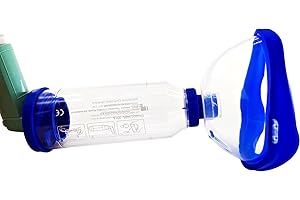 AIYAYA Distanziatore portatile con maschera per adulti e bambini, camera per inalatore antistatica, da utilizzare con inalatori a dose dosata, senza BPA e lattice (maschera per adulti)