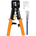 Solsop EZ RJ45 Crimp Tool Pass Through Cat5 Cat5e Cat6 Crimping Tool for RJ45/RJ12, CAT5, CAT5e, CAT6 Regular and End-Pass-Through connectors