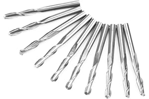 YUNIR 10Pcs/Pack 3.175 x17mm Flautas Dobles de Acero de tungsteno Fresas de Extremo de Punta de Bola de carburo Fresas CNC para Corte y Grabado