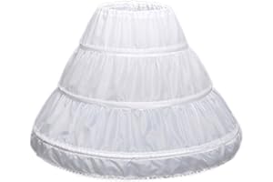 COMIOKE Jupon sous Robe Enfant, Jupon Crinoline, Crinoline Princesse Petticoat de Filles, 3 Cerceaux Blanc, A-Ligne, Dentelle Garniture Robe De Fille De sous La Jupe Taille éLastique, Blanche