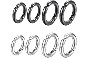 WHGHNCQ 4 Paia Orecchini Finti a Cerchio Magnetici Calamita Senza Buco in Acciaio Inossidabile per Naso, Labbro Uomo Donna con Clip (10mm+12mm)