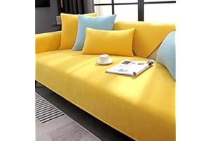 EDUMOV Sofabezug, Non Slip Sofa Cover Couchbezug l Form Sofa Überzug 2 3 4 Sitzer Sofaschoner rutschfest Überzug Sofa Ecksofa Sofaschutz Couchschoner Katze/Hunde(Gelb, 90x180cm)