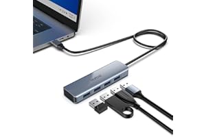 USB C Hub, HOPDAY 4-Port USB 3.2 Hub, USB C Splitter Multiport Adapter Data Hub 10 Gbps avec câble étendu de 50 cm pour MacBook Air/Pro, iMac, iPad Pro, Dell, HP, Surface et Appareil USB C