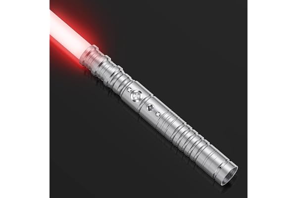 Lischwert Sabre Laser, RVB 10 Couleurs 3 Voix modèles, Sabre Lumineux LED de Duel pour Adultes et Enfants, Accessoires de Cosplay avec Mode sonore (63 cm-Argent)