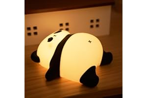 NESVECIT Rechargeable Cute Panda Night Light, 3 Level Dimmable Nursery Nightlight with Timer, Silicone Light Cute Animal Night Lamp for Breastfeeding Toddler Baby Kids Decor, Squishy Lamps Girls Panda Gifts