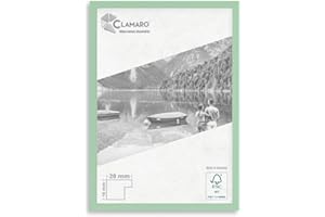 CLAMARO Collage 20 Picture Frame 35 x 35 cm Handmade Made to Measure Sage Modern 20 mm Wide Slim Design MDF Wooden Picture Frame with Acrylic Glass, Back Panel and Hanger