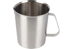 Kitchnexus Jarra Medidora de Acero Inoxidable, 1 L, para Leche, Cocina, Café, Latte y Capuchino