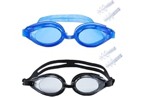 WOWTLMY Kids Swimming Goggles 2 Pack - Silicone Waterproof Goggles for Girls and Boys With Clear Lenses and Adjustable Shoulder Straps