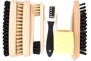 DELARA - Set di 9 spazzole in legno e setole naturali, Made in Germany