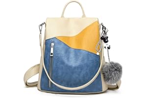 BUKESIYI Femme Sac a Dos Sac a Main Sac Seau Petit Marque Faux Cuir Sac bandouliere Antivol CCFR78163 Bleu