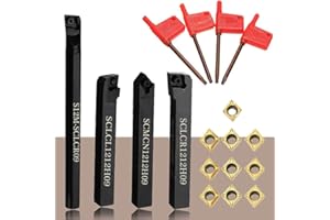 KEYOHOME 18 Stück CNC-Drehmaschine Set für Karbid-Drehmaschine mit 4 Stück Indexable Karbid-Einsätzen und 10 Stück Hartmetall-Spitzen CCMT09T304 (18 Stück)