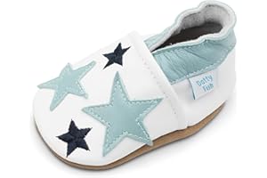 Dotty Fish Soft Leather Baby Shoes. Toddler Shoes for Boys. Non-Slip Suede Soles. 0-6 Months - 4-5 Years