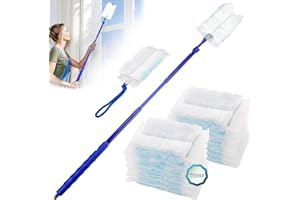 STURIZ 20 Stück Staubmagnet Duster Nachfüllpack für Swiffer Staubwedel Teleskop Starterset Staubwischer Stab Staubtücher mit Teleskopstange Langer Stiel Teleskopgriff für Tierhaare Gegen Staub Schmutz