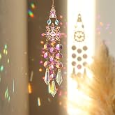 MSLSOZ Crystal SunCatcher Colorful Crystal Prism Window Ornament Gift for Windows Wall Porch Garden (STAR)