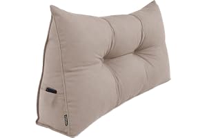 POKAR Ryggkudde 100x50x20 cm | Läskudde för Säng och Soffa | Ryggdyna med Stort Ryggstöd | Kilkudde med Sidofickor | Väggdyna och Soffkudde