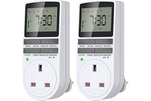 LUMEXA UrbanLuxe 2 Pcs Digital Security Timer Plug Socket with 10 ON-Off Programs, Electrical Timer Plug with LCD Display, Security Random Mode, Suitable for Home Appliances (240V/13A/3120W)