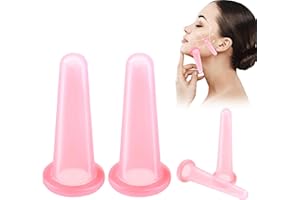 MEKEET 4PCS Face Cupping Set Silicone Facial Cupping Set Face Anti Cellulite Massager Health Care Cupping Pink Vacuum Massage Cup Kit Facial Cups for Facefor Body Facial Neck Eye Care