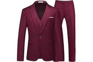 KUDMOL Costume Homme 3 pièces Mariage d'affaires Slim Fit Smoking à Un Bouton Men Suits 3 Piece pour Fête Confort Blazer Veste et Pantalon Gilet
