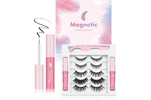 BEITONY Magnetische , 3d Magnet Wimpern mit Eyeliner, Falsche Wimpern Magnetisch Wasserfest, Künstliche Wimpern Set mit Zange, Natürliche Wimpern, Magnetic Lashes Set