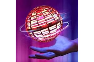 H&S Professional Flying Orb Ball Hand Controlled Boomerang Flying Spinner with 360° Rotating RGB Lights Indoor Outdoor Mini Drone for Kids Adults Gifts (Red)