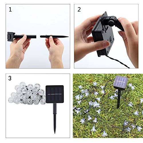 YIMIA Wasserdicht 30er LED Solar Blumenkette, 8 Leuchtmodi, 6 Meter Außenlichterkette - 6