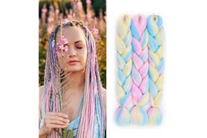 FANWYFYU Braid Hair Extensions, Kanekalon Braiding Hair Ombre Jumbo Braiding Hair Extensions 24 Inch Jumbo Braid Synthetic Hair for Braiding … (24 Inch (Pack of 3), DB-MC14)