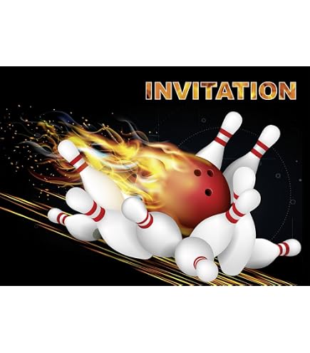 Invitations Anniversaire Enfant SoKawaï - Thème Bowling Manga, 10 Cartes + Enveloppes + Autocollants