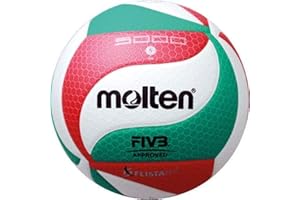 Molten Top V5M5000 Volley-ball, Blanc, Vert et Rouge, Taille 5, 1 unité