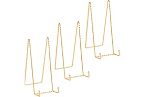 DIDUDIDU Supporto Cavalletto Espositore Porta Piatti - Supporti Piatti da Esposizione - 25,4 cm Cavalletti per Tavolo - Espositori in Ferro per Piatto Decorativo | Foto | Cornice | Libri | Carte | CD - Oro