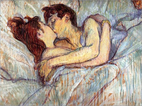 Poster 40 x 30 cm: in Bed, The Kiss di Henri de Toulouse-Lautrec - Stampa Artistica Professionale, Nuovo Poster Artistico